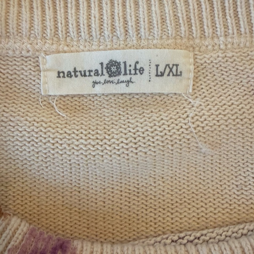 NATURAL LIFE Tie-Dye Crewneck Sweater in Pink, Purple, Brown, Navy - Picture 3 of 7